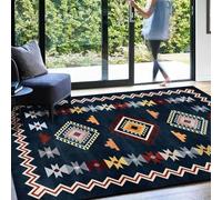 AAFUOO Tappeto tradizionale bohémien, motivo geometrico, tappeto nazionale sud-occidentale, blu, resistente alle macchie, lavabile, tappeti boho per soggiorno, 60 * 180 cm (24×71in)