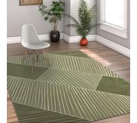 AAFUOO Tappeto Verde Salvia 180x250cm Tappeti Geometrici Moderni Soggiorno Camera da Letto, Tappeto a Righe Bianche, Tappeto Morbido e Antiscivolo per Cucina, Ufficio, Corridoio