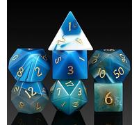 Aagte Dice - Set completo di dadi in pietra per DND, con splendida custodia regalo, per giochi da tavolo Dungeons and Dragons (agata blu)