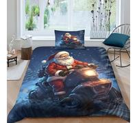 AAHARYA Babbo Natale Completo Copripiumino 3D Natale Gift Set Biancheria Da Letto 3 Pz Coperta Trapunta Microfibra Ipoallergenico Per Bambini E Adulti Single（135x200cm）