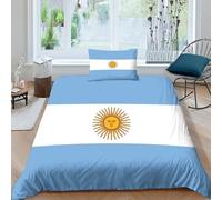 AAHARYA Bandiera Argentina Copripiumino 3D Bandiera nazionale,con Federe, in Microfibra, Per Adulti E Bambini Single（135x200cm）