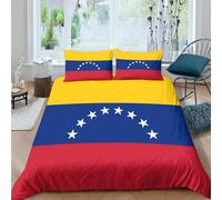 AAHARYA Bandiera del Venezuela Set Di Biancheria Da Letto Con Motivo Bandiera nazionale,stampa Digitale 3D, Copripiumino E Federe, in Microfibra, Con Chiusura Lampo King（220x240cm）