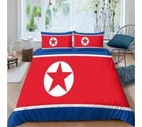 AAHARYA Bandiera della Corea del Nord Set Copripiumino E Federe - Tema Bandiera nazionale - Set Di Biancheria Da Letto Decorazione Per Interni, King（220x240cm）