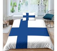 AAHARYA Bandiera della Finlandia Set Di Biancheria Da Letto Stampato in 3D Bandiera nazionale Set Da Copripiumino in Morbida Microfibra Con FedereE Copripiumino Per Bambini Adulti Single（135x200cm）
