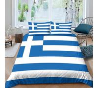 AAHARYA Bandiera della Grecia Copripiumino 3D Stampato Bandiera nazionale - Parure Da Letto in Microfibra Con Cerniera, Copripiumino Stampato Con Federe Double（200x200cm）