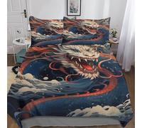 AAHARYA Drago mostro Completo Copripiumino 3D Drago gigante Set Biancheria Da Letto 3 Pz Coperta Trapunta Microfibra Ipoallergenico Per Bambini E Adulti Double（200x200cm）