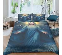 AAHARYA Vergine Maria Set Di Biancheria Da Letto 3 Pezzi Microfibra Copripiumino Stile religioso vintage Con Cerniera Nascosta Set Piumone Morbida 3D Stampa Copripiumini Federe King（220x240cm）