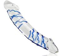 AAKOMA Dildo a doppia estremità, pene di cristallo grande da 28 cm con struttura a spirale blu e glande trasparente per stimolatore del punto G giocattolo sessuale per donne blu