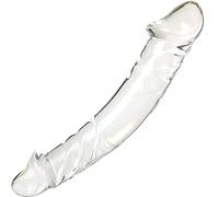 AAKOMA Dildo a doppia estremità, pene di cristallo grande da 28 cm con struttura a spirale blu e glande trasparente per stimolatore del punto G giocattolo sessuale per donne verde