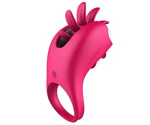 AAKOMA Giocattoli sessuali vibranti per uomini, anelli per pene in silicone con vibratore per un'erezione più dura più lunga, 10 modalità di vibrazione Giocattolo sessuale per coppie Rosso