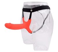 AAKOMA Strap On Dildo con imbracatura, imbracatura regolabile con strapon cavo, set di giocattoli sessuali per adulti per donne uomini coppie lesbiche gay rosso (lunghezza)