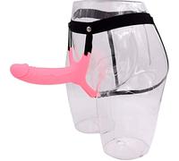 AAKOMA Strap On Dildo con imbracatura, imbracatura regolabile con strapon cavo, set di giocattoli sessuali per adulti per donne uomini coppie lesbiche gay Pink (allungato)