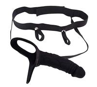 AAKOMA Strap On Dildo con imbracatura, imbracatura regolabile con strapon cavo, set di giocattoli sessuali per adulti per donne uomini coppie lesbiche gay nero (normale)