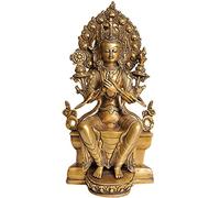 Aakrati Devyom India - Statua buddista tibetana del Buddha Maitreya, in ottone naturale, 15,5 x 10 x 25,5 cm