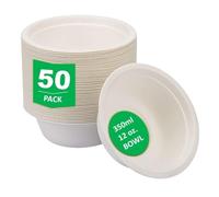 aaksh 555 Confezione da 50 ciotole usa e getta resistenti di alta qualità, 340 ml, ecologiche, biodegradabili, per cibi caldi e freddi, ciotole resistenti per servire zuppe, insalate, torte, dessert,