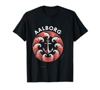 Aalborg Danimarca Beach City Travel Anchor Waves Maglietta