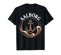 Aalborg Danimarca Beach City Travel Anchor Waves Maglietta