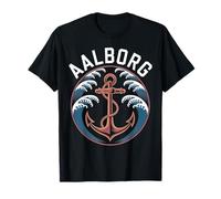 Aalborg Danimarca Beach City Travel Anchor Waves Maglietta