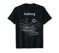 Aalborg Danimarca Beach City Travel Anchor Waves Maglietta