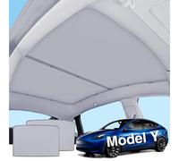 AAMHHM Tesla Model Y - Parasole per tetto con nanocristalli di ghiaccio, blocchi di fissaggio con fibbia UV, senza abbassamento, senza spazi vuoti, parasole pieghevole portatile per modello Y 2020