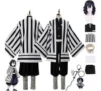 AAmron Set completo Anime Character Iguro Obanai Costume cosplay per Demon Slayer Kimono Cape e set di parrucche per la festa di Halloween,A-3XL