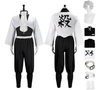 AAmron Set completo Anime Character Shinazugawa Sanemi Costume cosplay per Demon Slayer Kimono Cape e set di parrucche per la festa di Halloween,A-S