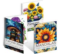 Aannanl 3 Pezzi Libri da Colorare per Adulti - Mandala & Fiori,Anti Stress
