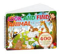 Aannanl Stickers Bambini Attacca Stacca - Sticker Book,Giochi da Viaggio | 400+ Animali Adesivi | Ideale come Gioco di Intrattenimento in Aereo, in Auto o al Ristorante | Libro Interattivo,Regalo 2 3