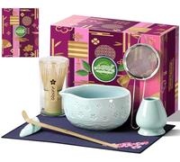 AANQQ Matcha Kit Blu: Matcha Set 7 Pezzi - 560ml Ciotola Matcha - Chasen - Cucchiaio Di Matcha & Matcha Setaccio, Kit Matcha Ideale Per Amanti Del Matcha E Principianti
