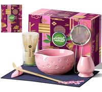 AANQQ Matcha Kit Rose: Matcha Set 7 Pezzi - 560ml Ciotola Matcha - Chasen - Cucchiaio Di Matcha & Matcha Setaccio, Kit Matcha Ideale Per Amanti Del Matcha E Principianti