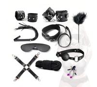 Aaobor Set da gioco di ruolo in pelle nera composto da 10 pezzi, design combinato multi-pezzo, vestibilità aderente