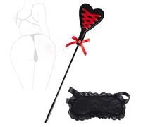 Aaobor Set di 2 frustini da Equitazione in Pelle Nera a Forma di Cuore, frustini da Allenamento Indoor, indispensabili per la disciplina equestre