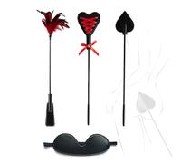 Aaobor Set di 4 frustini da Equitazione Premium Neri a Forma di Cuore, Impugnatura ergonomica Antiscivolo, appositamente progettati per l'addestramento equestre e l'equitazione