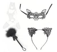 Aaobor Set di accessori cosplay gotici in pizzo nero a forma di orecchie (3 pezzi), materiale in nylon morbido