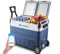 AAOBOSI Frigo Portatile 50L, Frigorifero Per Auto Doppia Zona -20℃ a 20℃, 12/24V e 100-240V, Robusto Frigo Campeggio Per Auto, Camion, Barche, Case e Pesca. Contenitore Fefrigerante per Compressore