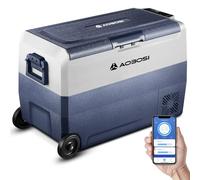 AAOBOSI Frigo Portatile Compressore 50L con APP, -20°C a 20°C, Dual Zone | Con Ruote e Maniglia,-20°C a 20°C, Controllo da APP, Luce LED Interna, 12V 24V 230V AC, per Auto Camion Camping Barca