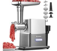AAOBOSI Tritacarne elettrico, silenzioso, 3000 W max con motore DC, solo 60 dB, ritorno automatico e tappo riponibile, 3 livelli di velocità, per tritare, fare salsicce e kibbe, per uso domestico