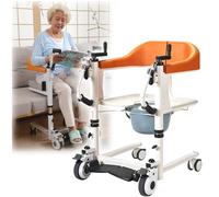 AAOCLO Sedia di trasferimento del paziente con sedile diviso a 180° W/vasino regolabile in altezza ascensore paziente per casa 5 in 1 sollevatore disabili bagno sedia a rotelle per anziani disabili
