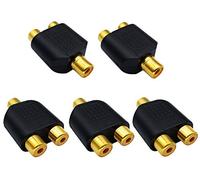 AAOTOAAOTOKK Adattatore per Splitter Y RCA, Placcato in oro da 1 RCA Femmina a 2 RCA Femmina Adattatori Splitter Audio Video Y per Connettore Audio Video AV TV Convert (5 Pezzi F/F)