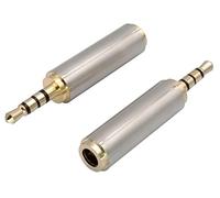 AAOTOKK 2,5 mm Cuffie Adattatore,4 Poli 2,5mm da Maschio a 3,5mm Jack Femmina Convertitore Audio Stereo Conchiglia in Metallo per Auricolare, Auricolare Audio,Microfono (2Pezzi-2.5 to 3.5mm M/F)