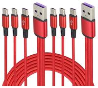 AAOTOKK 2-Pezzi/4Piede USB A Maschio a 3 USB Type C Maschio cavo Nylon Multi Porta USB A 2.0 Cavo 3 in 1 Tipo C Caricabatterie Splitter 2A,Y Compatibile con iPad Pro/Air,Samsung Android(Rosso/3Tipo C)