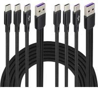 AAOTOKK 2-Pezzi/4Piede USB A Maschio a 3 USB Type C Maschio cavo Nylon Multi Porta USB A 2.0 Cavo 3 in 1 Tipo C Caricabatterie Splitter 2A,Y Compatibile con iPad Pro/Air,Samsung Android(Nero/3Tipo C)