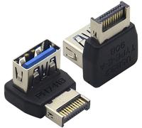 AAOTOKK 2-Pezzi 90 Gradi Adattatore Scheda Madre USB 3.0,Adattatore ad alta Velocità USB Type E Maschio to USB-A 3.0 Femmina 5Gbps,Dispositivi interni per Computer con Scheda Madre(Giù Basso/PH741B)