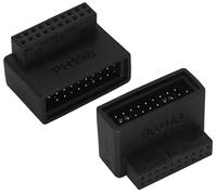 AAOTOKK 2-Pezzi Spine del Pannello Anteriore USB 3.0 a 90 Gradi,19/20Pin Male Extension Adapter L con Estensione inclinata Verso il Basso,Compatibile con Schede Madre Desktop interne(Giù Angolo/PH19B)