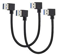 AAOTOKK 2Pack Angolo Sinistro Destro USB3.0 90 Gradi Maschio a Maschio Cavo Prolunga per Ricarica dati per Disco Rigido,Stampante,Modem,Dispositivo di Raffreddamento per laptop(0,3M/1Piedi-Nero)