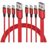 AAOTOKK 2Pezzi/4Piede 3 in 1 USB 2.0 Cavo Splitter USB A 2.0 Maschio a Doppio Maschio Tipo C+Micro Velocità Ricarica 2A,Adatto per Maggior parte dei Dispositivi Mobili e Tablet(Rosso/2Tipo C+1Micro)