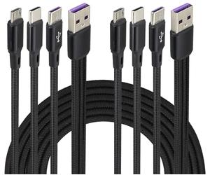 AAOTOKK 2Pezzi/4Piede 3 in 1 USB 2.0 Cavo Splitter USB A 2.0 Maschio a Doppio Maschio Tipo C+Micro Velocità di Ricarica 2A,Adatto per Maggior parte dei Dispositivi Mobili e Tablet(Nero-2Tipo C+1Micro)