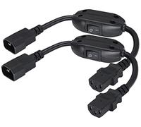 AAOTOKK(2Pezzi) Adattatore CA IEC320 C14 a C13 cavo Interruttore Centro Interno C13 a cavo di Estensione PDU centro esterno C14,Utilizzato per Schermi HDTV LED Computer(0,3m/1Piede)(C14 a C13/Switch)