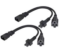 AAOTOKK(2Pezzi C14 a C5+NEMA 5-15R Y Cavo Adattatore Alimentazione CA,10A 125V IEC 3Poli Maschio a Mickey Mouse 3Poli Femmina+Alimentatore Femmina NEMA 5-15 R,Per convertitori portatili (33cm/1Piede)