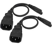 AAOTOKK (2Pezzi) Cavo CA IEC 320 C14 a C7,10A 125V IEC 3 Poli Maschio a 2 Poli Femmina Figura 8 Adattatore Alimentazione, Convertitore Polarizzato IEC C7 a C14 per TV LED ecc.(0,3m/1Piedi) (C7 a C14)